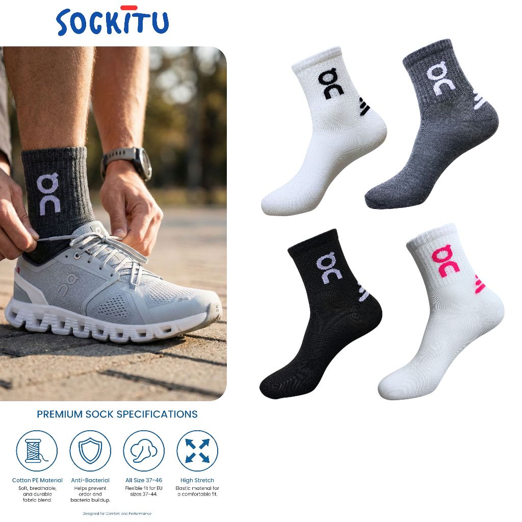 ถุงเท้าสั้น OC/ONCLOUD คุณภาพระดับพรีเมียม