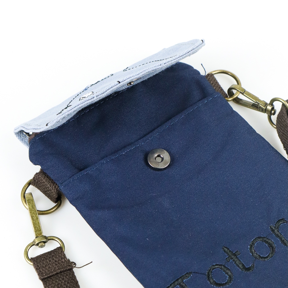 Totoro Canvas Mini Crossbody Bag - 8818 - สีฟ้า