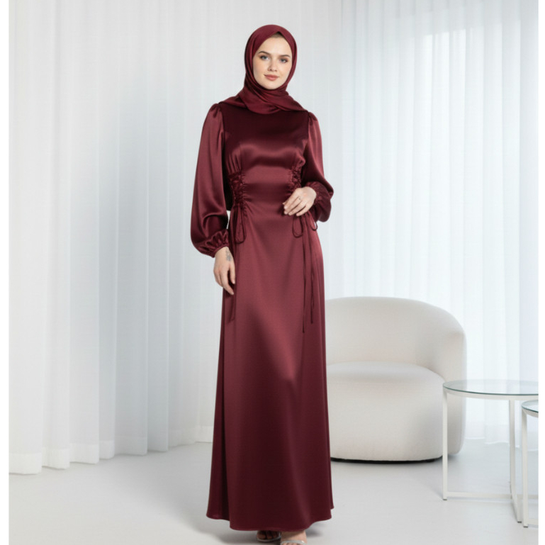 GC002 | LATEST 2026 EID GAMIS | MAXI DRESS SATIN VELVET DRESS ผู้หญิง FIT BODY DRESS BRIDESMAID