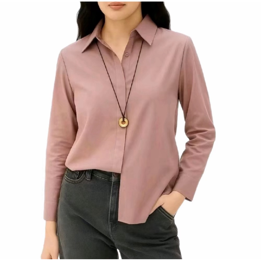 KEMEJA KATUN Aina เสื้อเชิ้ตผู้หญิง Toyobo Cotton S, M, L, XL