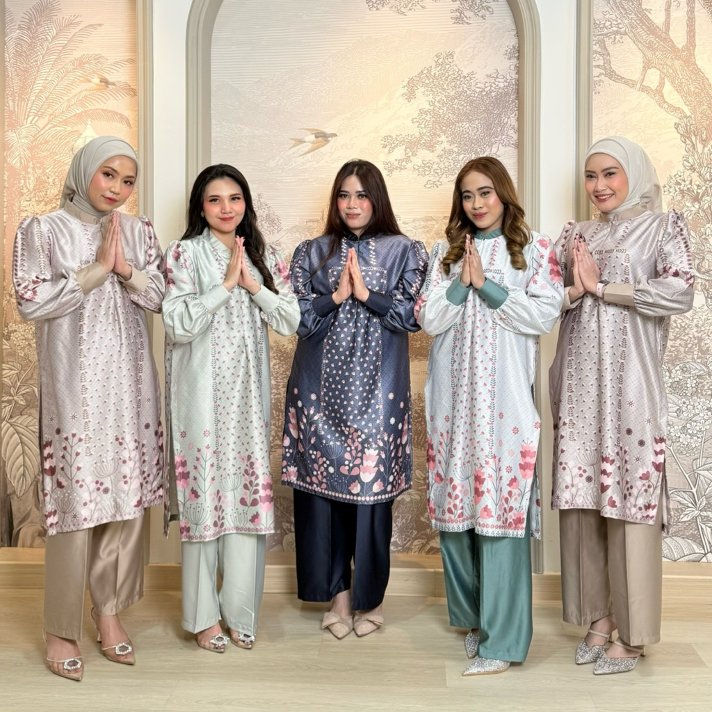 Aliya Tunic Set Culottes Eid Clothes Printing Motif Muslimic Women Nursing Suit
