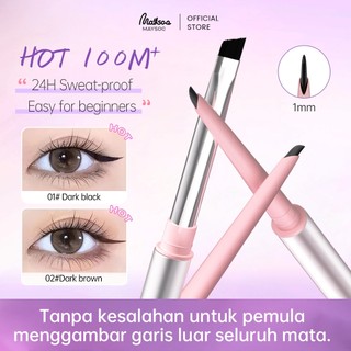 Maysoo Perfect Slim Eye Gel Pencil -1mm Waterproof Dual-Ended Hitam Eyeliner, 24J Tahan Keringat&Air