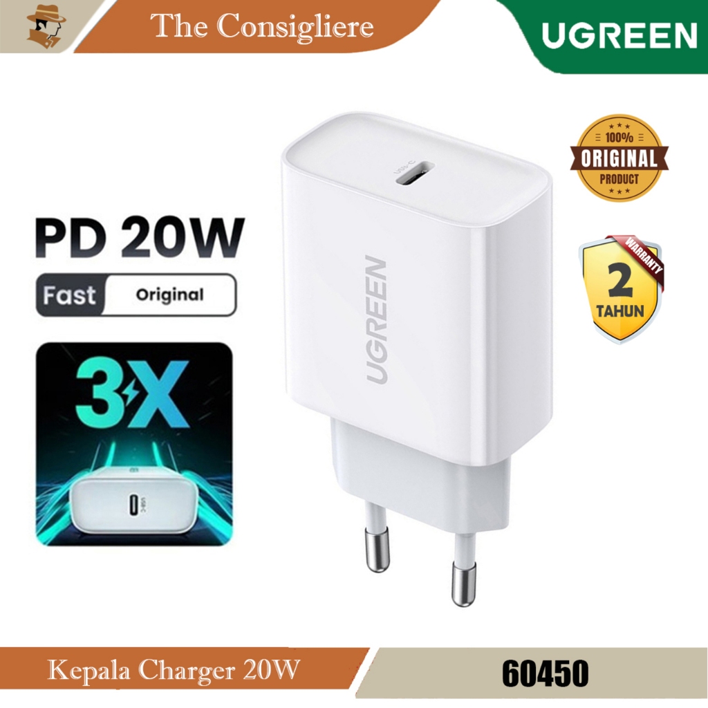 UGREEN หัวชาร์จสีขาว USB-C 20W 60450