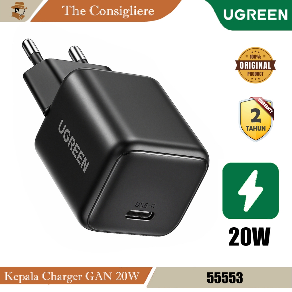 UGREEN หัวชาร์จ 20W GaN 55553 60450 ชาร์จเร็ว พอร์ตเดียว USB-C