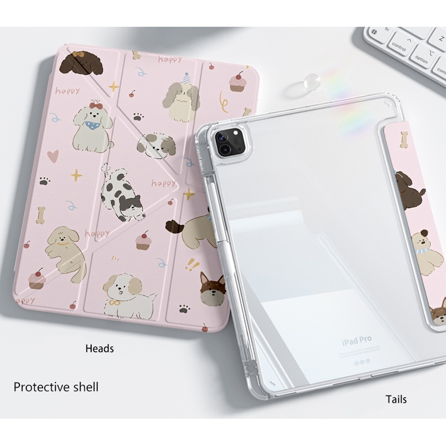 Cute Puppy Motif Xiaomi Redmi Anti-Scratch Folding Cover 3+Y Y Shape: เหมาะสําหรับ Redmi Pad2/Pro 12