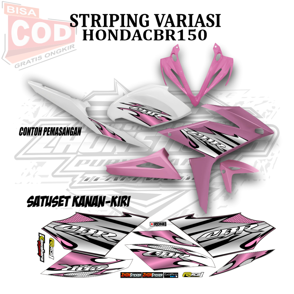 Honda Cbr150 Facelift Motorcycle Variation Striping, ล่าสุด Mtf Varky Polet Striping