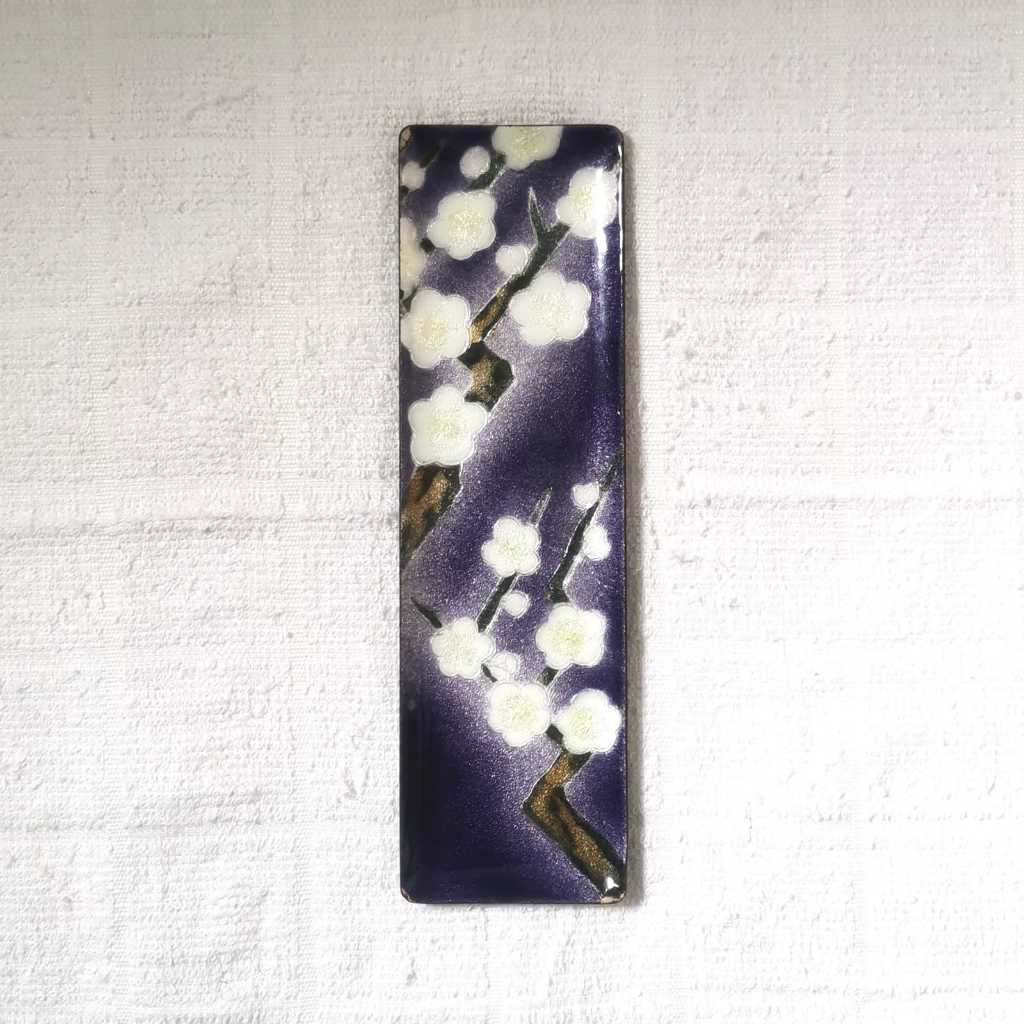 Cloisonne Tray Pen Plate White Flowers / Preloved White Flower Motif Pen Tray Display