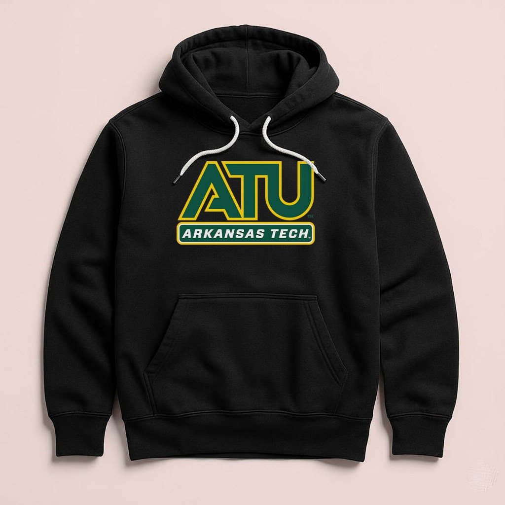 Hoodie ATU Arkansas Tech Russell เสื้อสเวตเตอร์ Unisex ขนแกะผ้าสีดํา