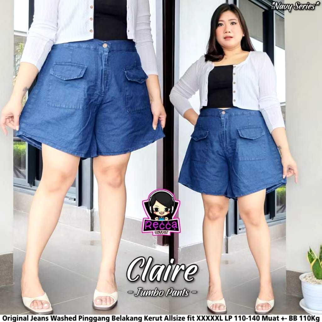 Claire Hot Pants Jumbo Jeans รุ่นขนาดใหญ่เอวยางยืดอินเทรนด์ Oversize Original Dare Official
