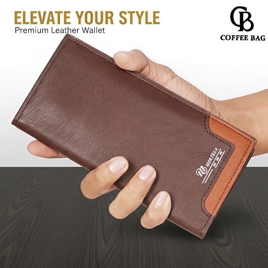 [CB] NEWEST MORTEGA Mens Long Wallet Premium PU Leather พร้อมช่องใส่การ์ดหลายช่อง - M-6704