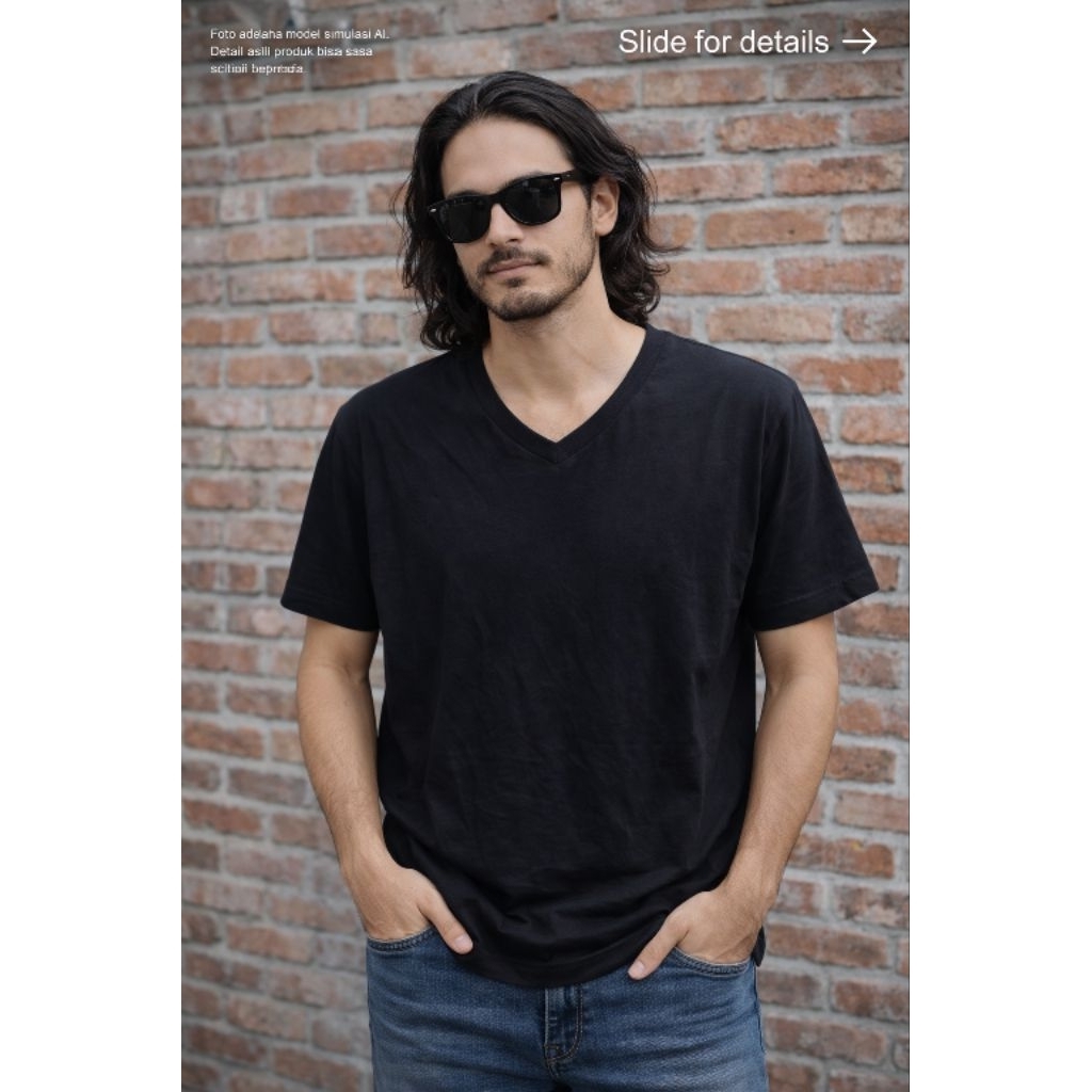 เสื้อยืดพื้นฐาน U**QL0 คอวี 0R1 ไซส์พอดี L (P73 x L54)