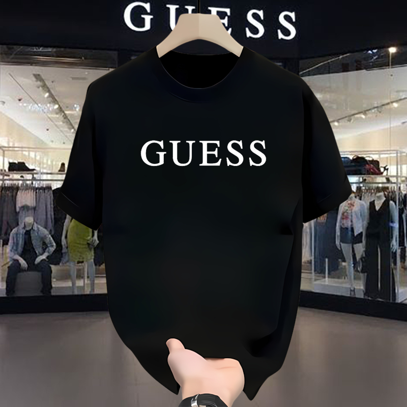 GUESS Premium Cotton Combed 24s เสื้อยืดแขนสั้นสําหรับผู้ชายและผู้หญิง Unisex Casual