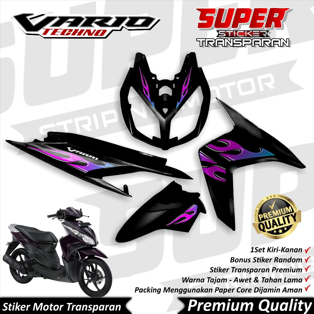 สติ๊กเกอร์ใส Vario 110 Techno คาร์บูเรเตอร์ Anti-fade cool Striping Vario Techno Striping Honda Vari