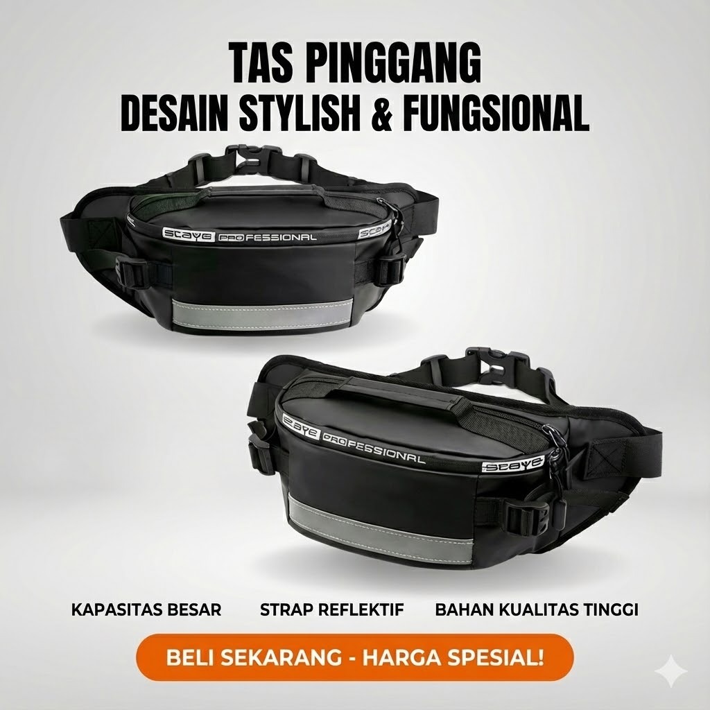 MENS WAISTBAG - WAIST BAG, MENS WAIST BAG, BLACK SLING BAG