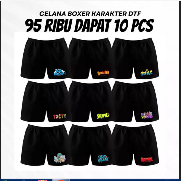 DTF Premium Character Boxer Shorts Boxer Clothing 10 ชิ้นราคา 90K distro ผู้ชายผู้หญิง
