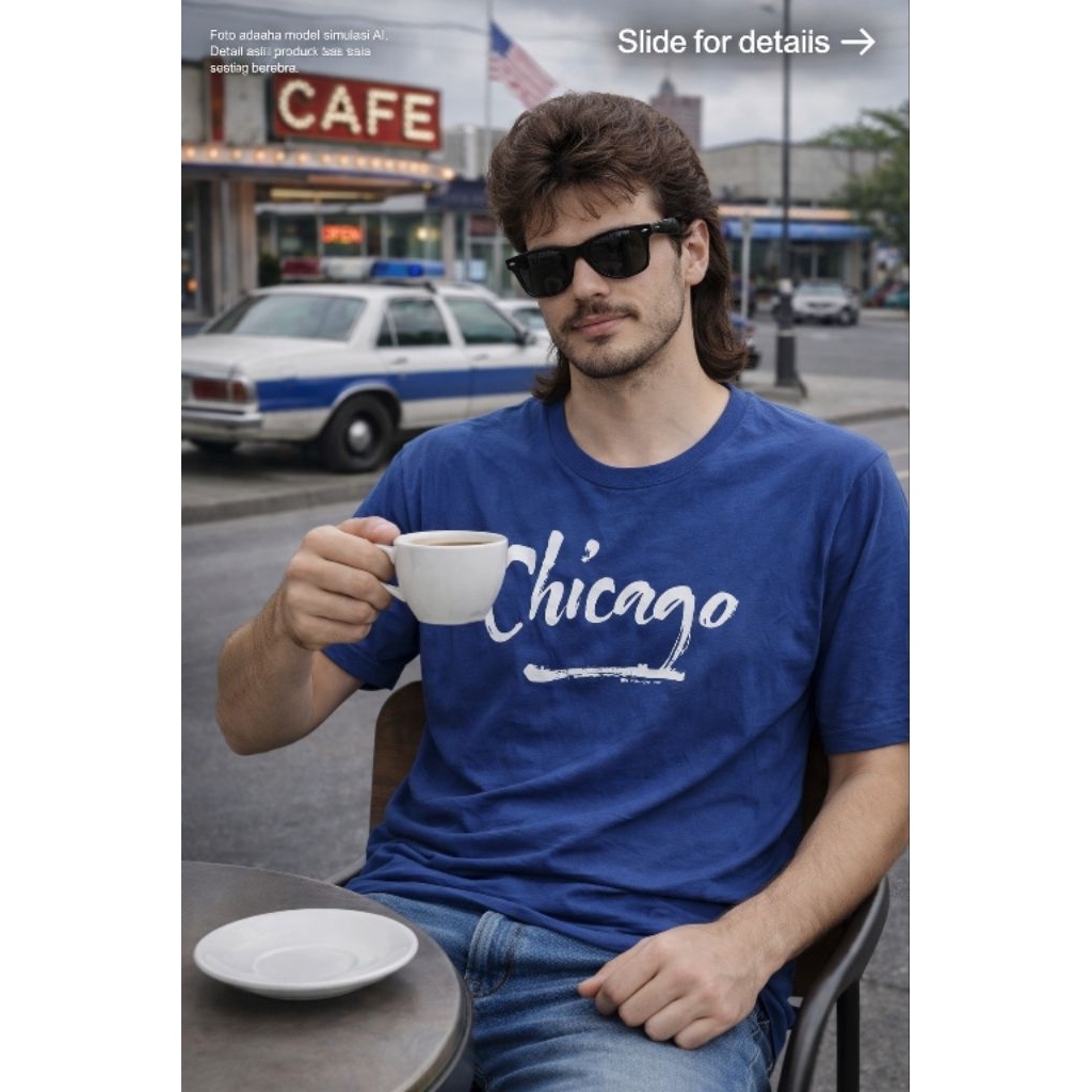 (Vtg 80s) เสื้อยืด Russell atlletic Chicago ©️1982 0R1 ไซส์ L (P72 x L55)