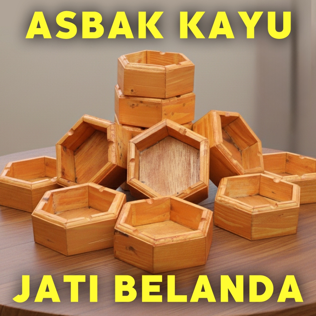 HEXAGONAL DUTCH TEAK ASHTRAY