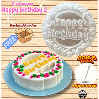 Cetakan Puding Happy Birthday New Series Motif / Ulang Tahun Plastik Premium 1,2 Liter