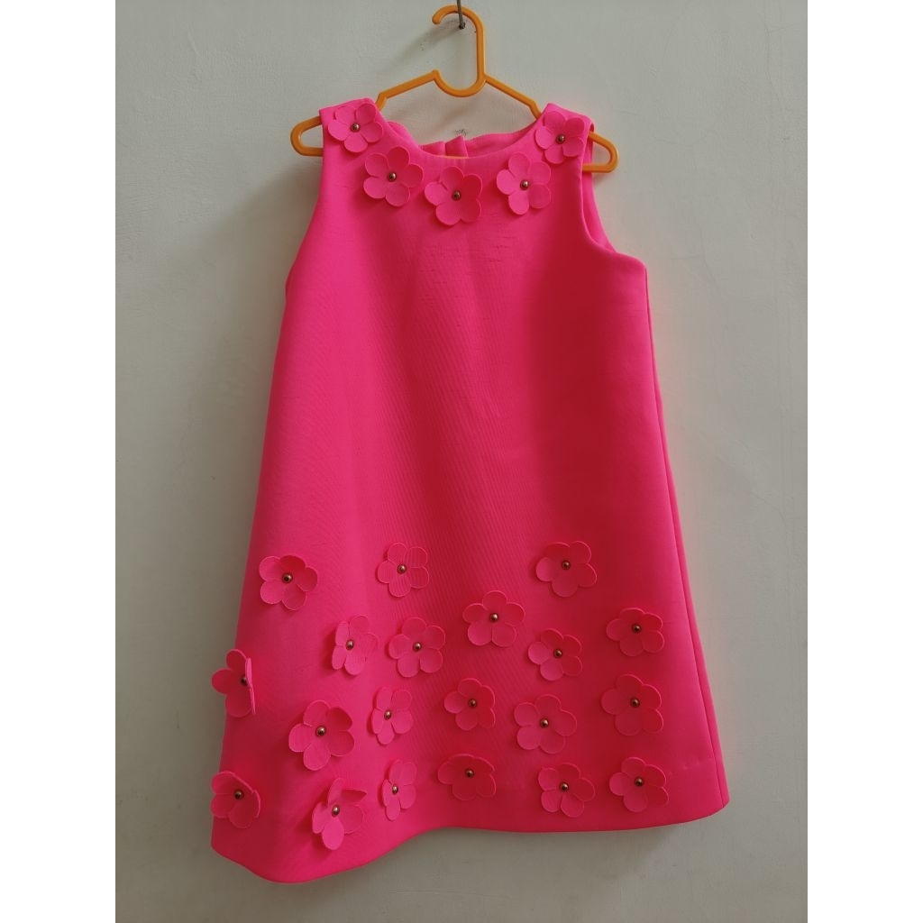 MILLLY MINIS PINK NEON FLORAL MINIDRESS / GIRLS DRESS LIGHT PINK PINK LIGHT UP RAISED FLOWERS PR3L0V