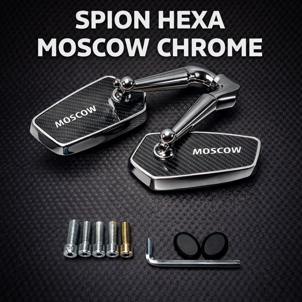 HEXA MOSCOW UNIVERSAL CARBON MOTIF MIRROR สําหรับรถจักรยานยนต์ทั้งหมดขวาและซ้ายคุณภาพ MOSCOW ดั้งเดิ