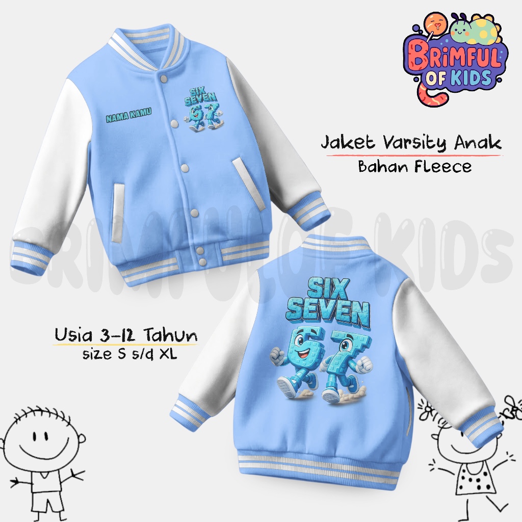 Six Seven 67 Steal A Brainrot Kids Varsity Bomber Jacket / 67 Six Seven Roblox Steam Brainrot Kids V