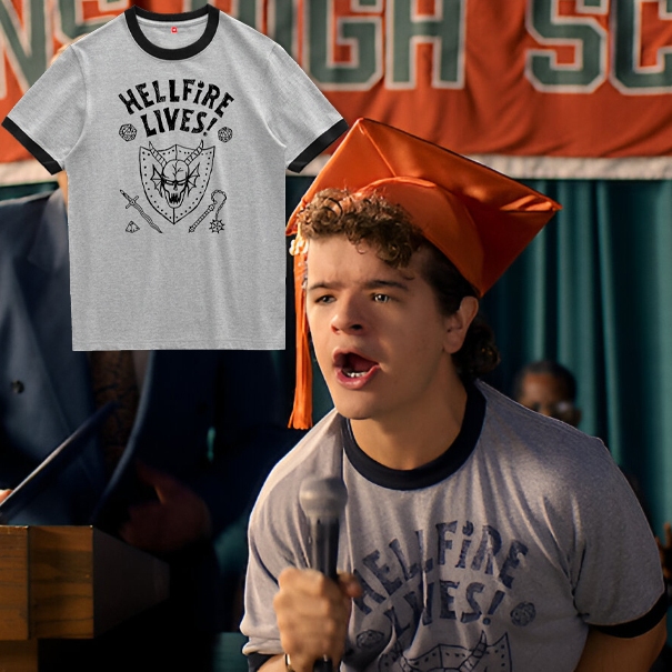 เสื้อยืด Hellfire Lives Dustin Henderson Ringer / เสื้อยืด Hellfire Lives Ringer