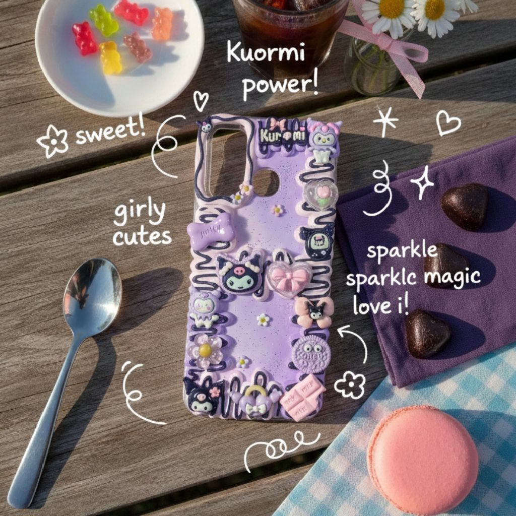 (decobytos) PRE-ORDER Decoden Phone Case Casing Kuromi Macaron Fantasy NGY สําหรับ HP Handmade Deco 