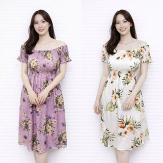 Mini Dress Sabrina Kerut Motif Cantik