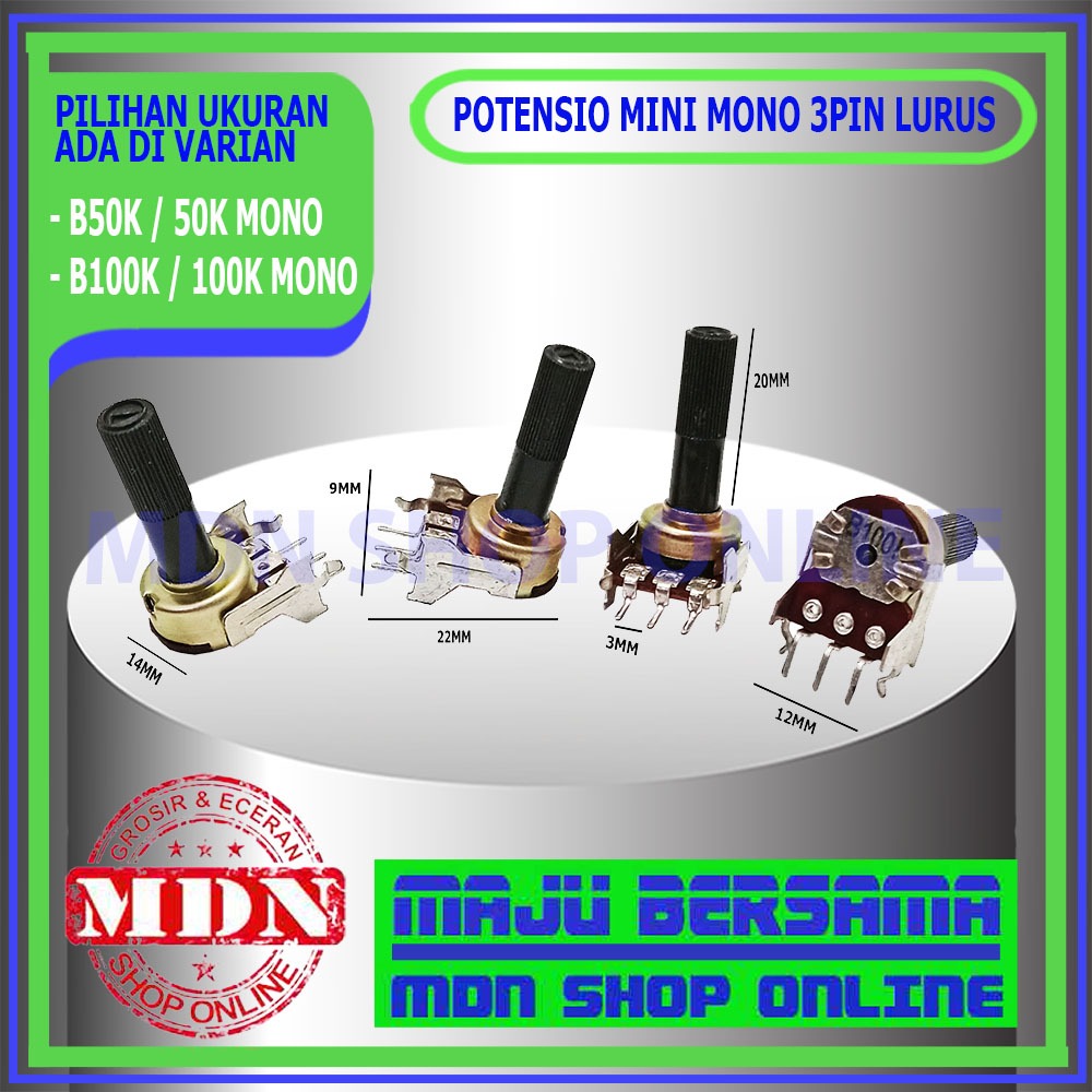 Mini Mono Potentiometer B50K 50k B100K 100k 3 pin ตรงคุณภาพดี