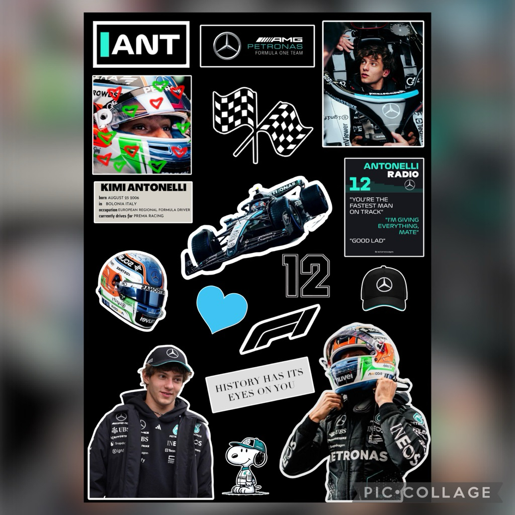 สติ๊กเกอร์สูตร 1 Mercedes AMG Petronas Kimi Antonelli | ไวนิลกันน้ํา 17 ชิ้น