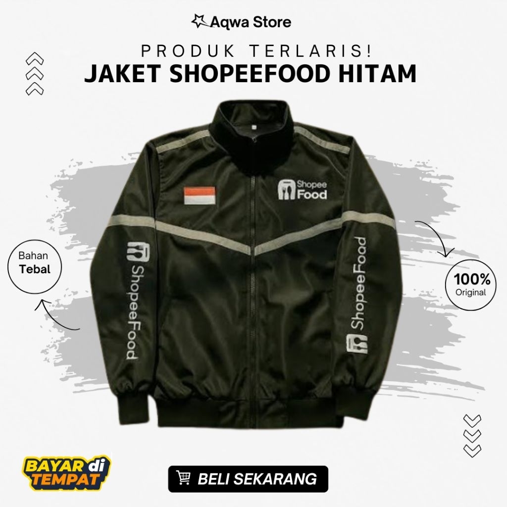 เสื้อแจ็คเก็ตไดรเวอร์ Shopeefood รุ่นล่าสุด วัสดุหนา