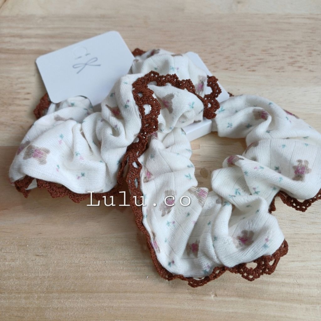 ยางรัดผมหมีคอตตอนสีน้ําตาลเข้ม KCS0022