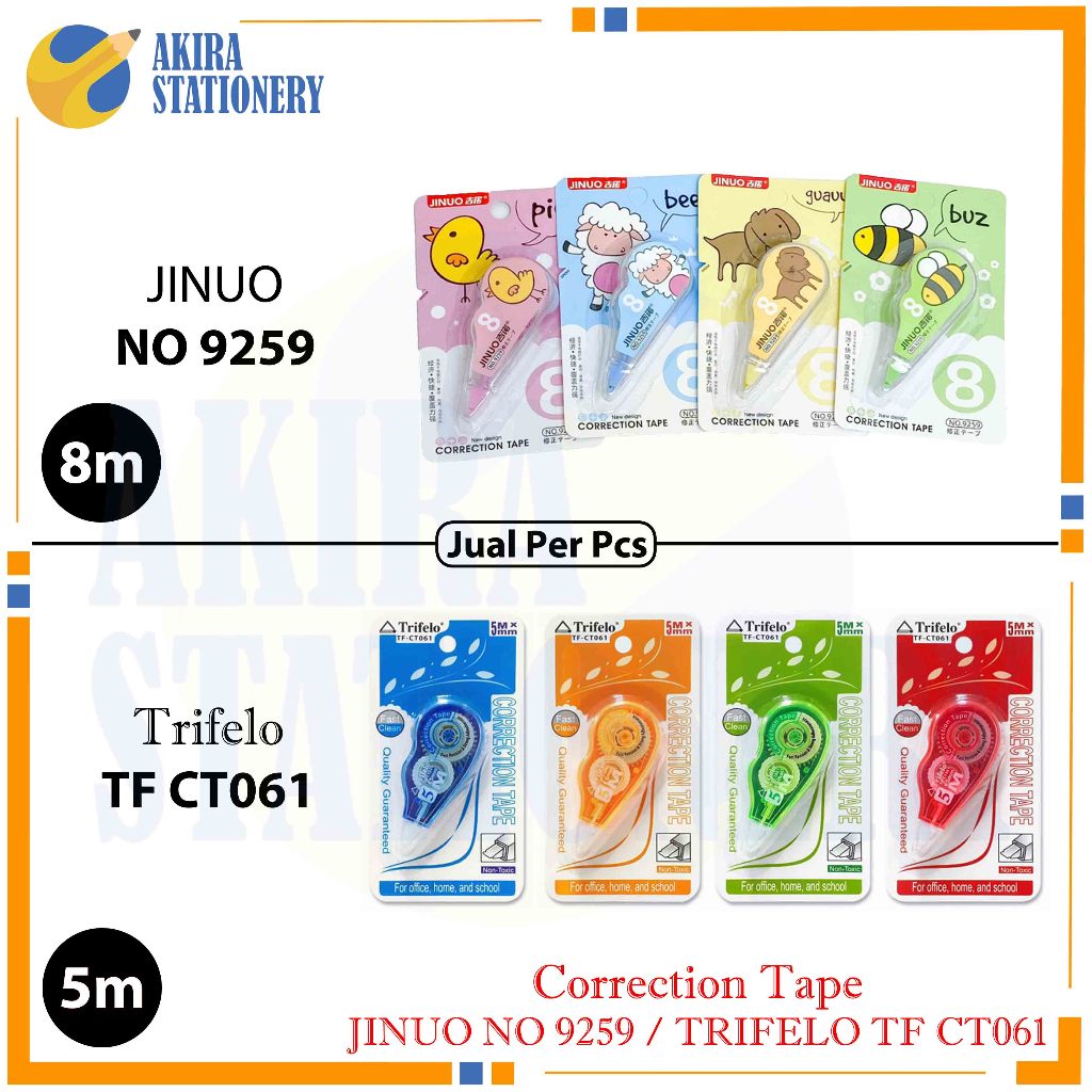 เทปลบคําผิด TRIFELO TF - CT061 5 เมตร / เทปลบคําผิด JINUO 8 เมตร / Tip-Ex Small Paper Roll 5 - กว้าง