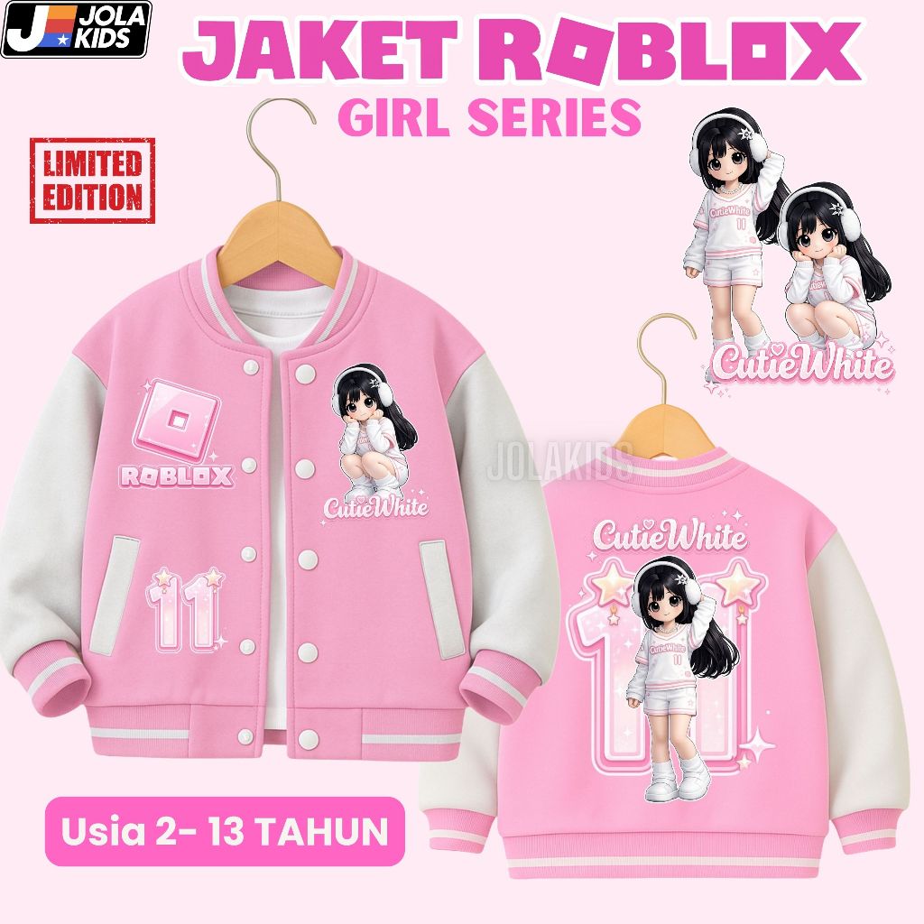 ROBLOX GIRL SERIES Varsity Baseball Jacket สําหรับเด็กผู้หญิงอายุ 2-13 ปี