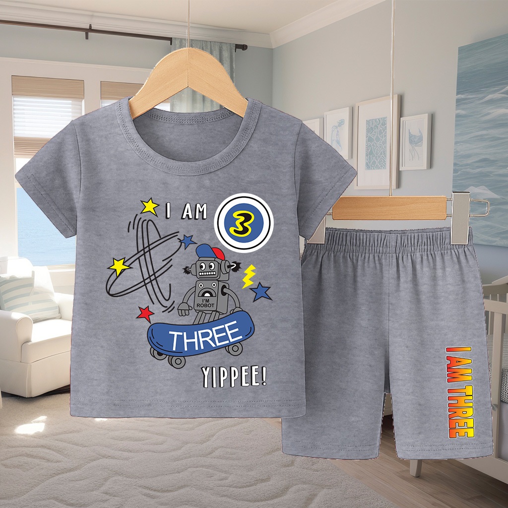 เสื้อผ้าเด็ก Gamba I Am Yippee! ชุดสูทสั้นสําหรับเด็กชายและเด็กหญิงอายุ 1-10 ปี