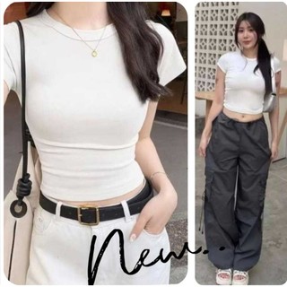 damai fashion - kaos crop top korea slim fit rib halus adem - konveksi murah