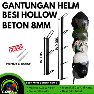 Rak Gantungan Helm Susun - Rak Penyimpanan Helm Dinding Bahan Besi Hollow & Besi Beton 8MM Lebih kuat & Awet