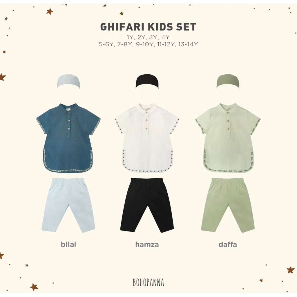 Bohopanna Ghifari Set-Muslim Boys Koko Suit Top Long Pants Eid al-Fitr Eid cr888