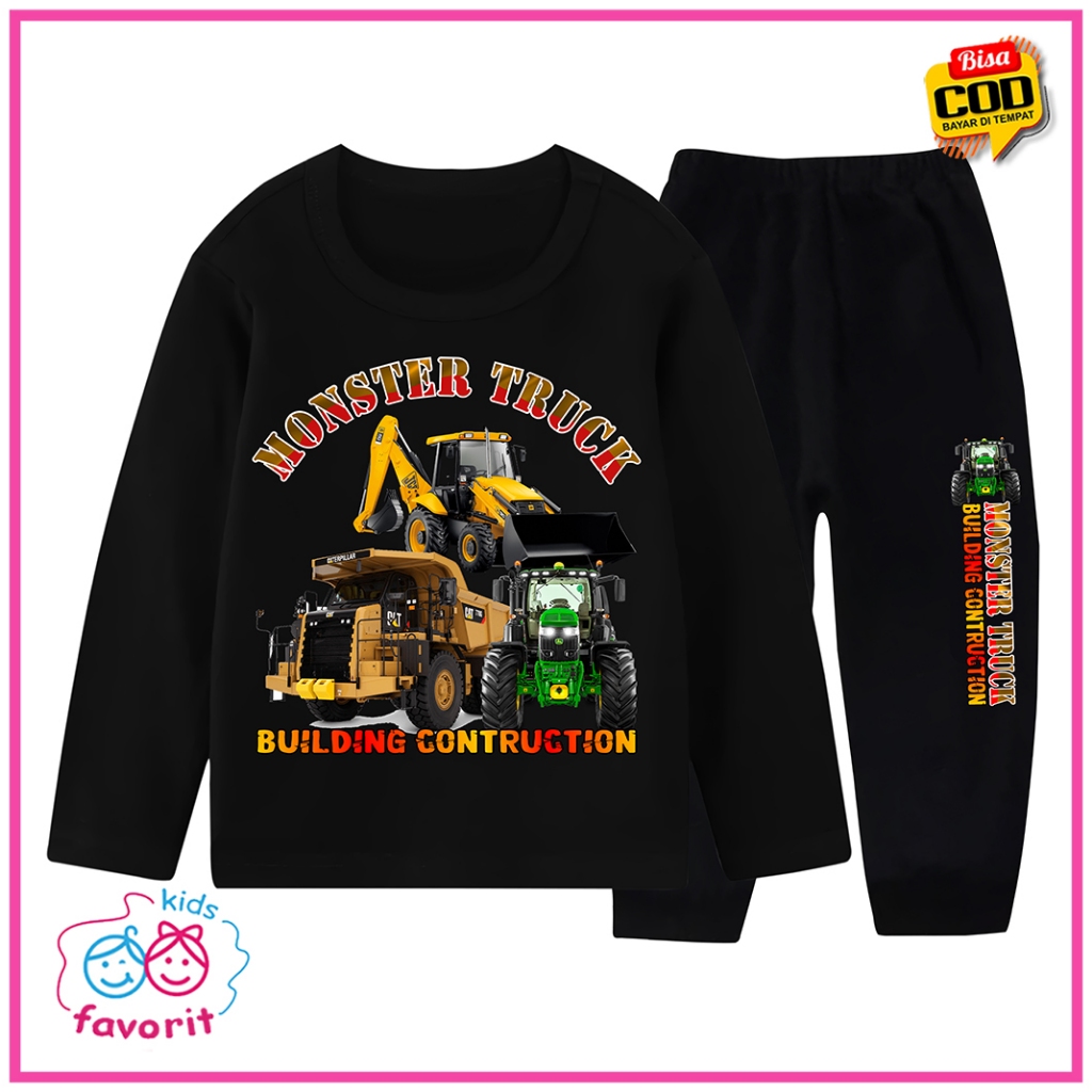 EXCAVATOR PAJAMA SUIT FOR BOYS PREMIUM LONG SLEEVE LONG PANTS 3 YEARS-10 YEARS