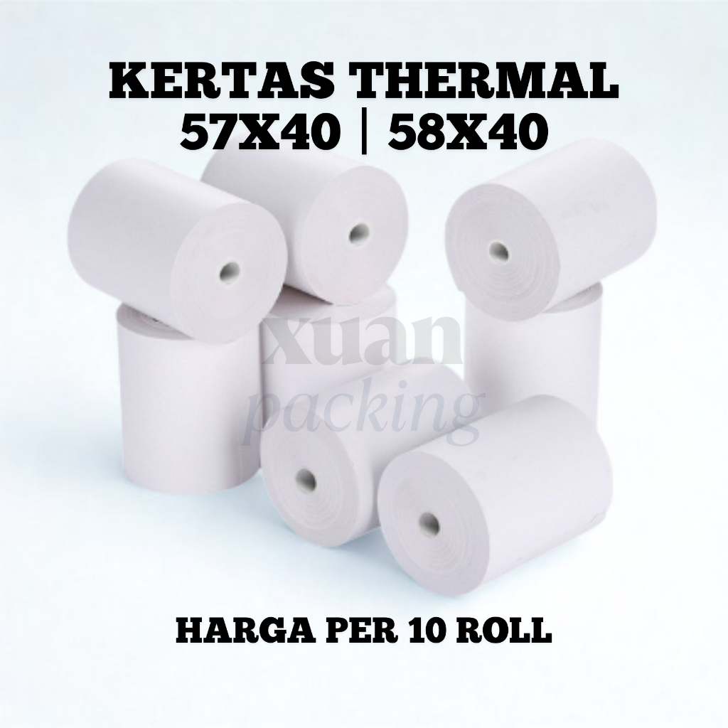 10 ม้วนของกระดาษ THERMALT CASH RECEIPT / PPOB กระดาษม้วน 58X40 / 57X40 THERMAL POS RECEIP MINI BLUET