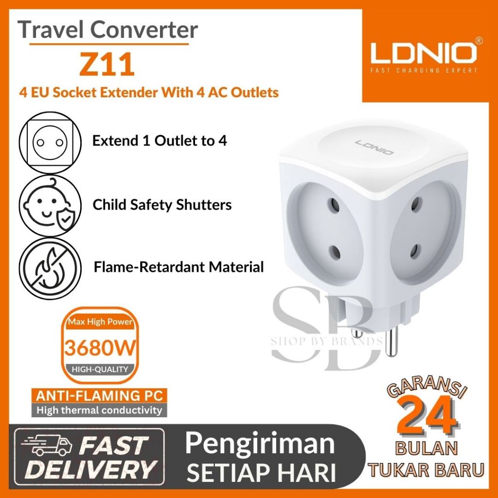 ปลั๊กไฟปลั๊กต่อขยาย LDNIO Z11 3680W ซ็อกเก็ต Extender 4 ปลั๊กไฟ