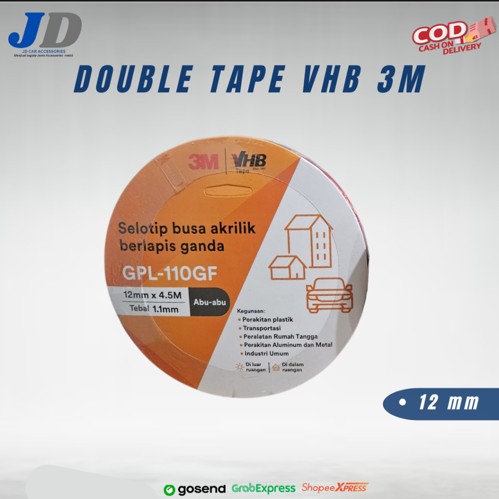 ใหม่ทั้งหมด! 3M VHB Tape Double Tape 12/12mm x 4.5m (สําหรับอาคารและยานยนต์)