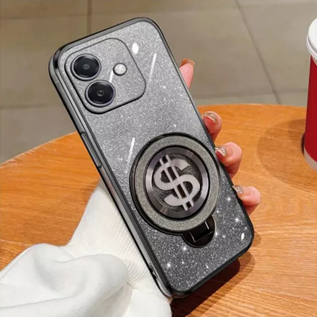 HP OPPO A3X A3 A5I A38 A18 Glitter Dollar Ring Stand เคสชาร์จไร้สาย