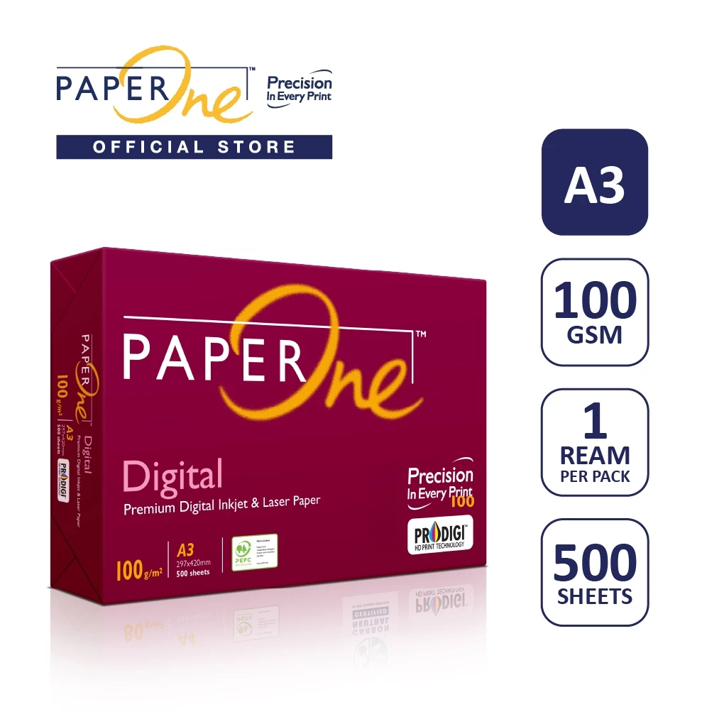 PaperOne A3 Paper 100gr Digital 1 Ream (500 แผ่น) A3 HVS Paper กระดาษภาพถ่าย