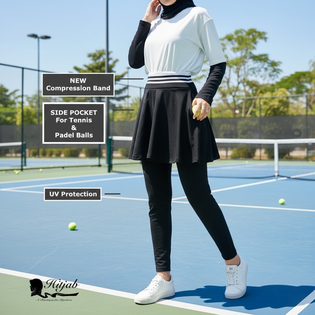 HITJAB - กระโปรงเลกกิ้งกระเป๋าเอวอัดสําหรับเทนนิส Padel Balls 9-0297