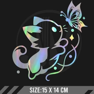 COOL STICKERS แมวน่ารักตัวแปร BUTTERFLY CUTTING STICKERS MOTORCYCLE CAT CUTE