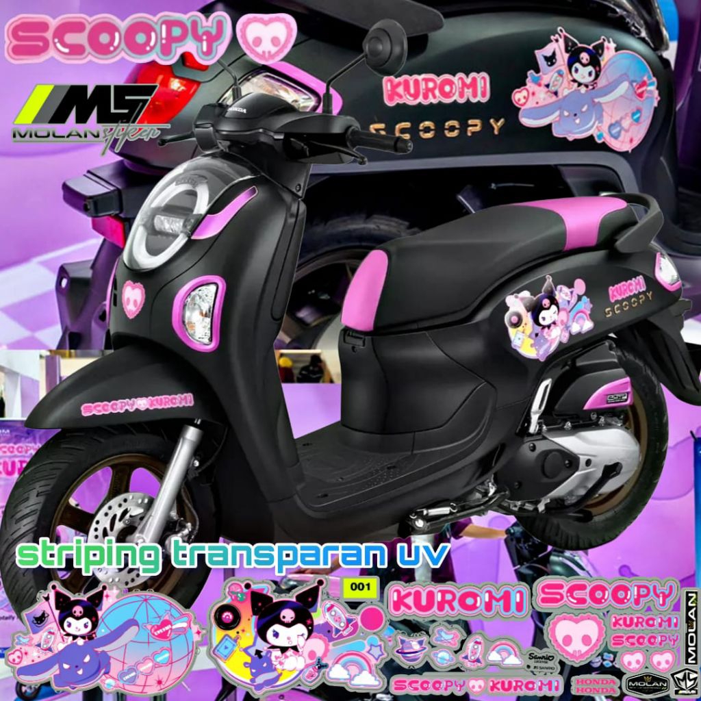 Decal สติกเกอร์ Striping Variation โปร่งใส UV ลาย Kuromi Scoopy Limited Edition สําหรับ Scoopy Fi/Karbu Gen 1-5