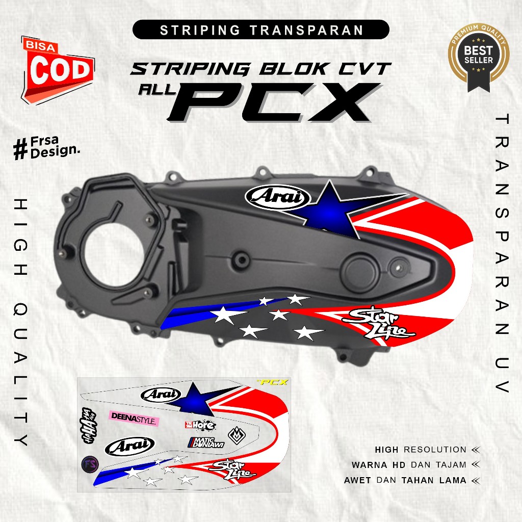 สติ๊กเกอร์ใส HONDA PCX CVT พร้อม Arai StarLine Motif
