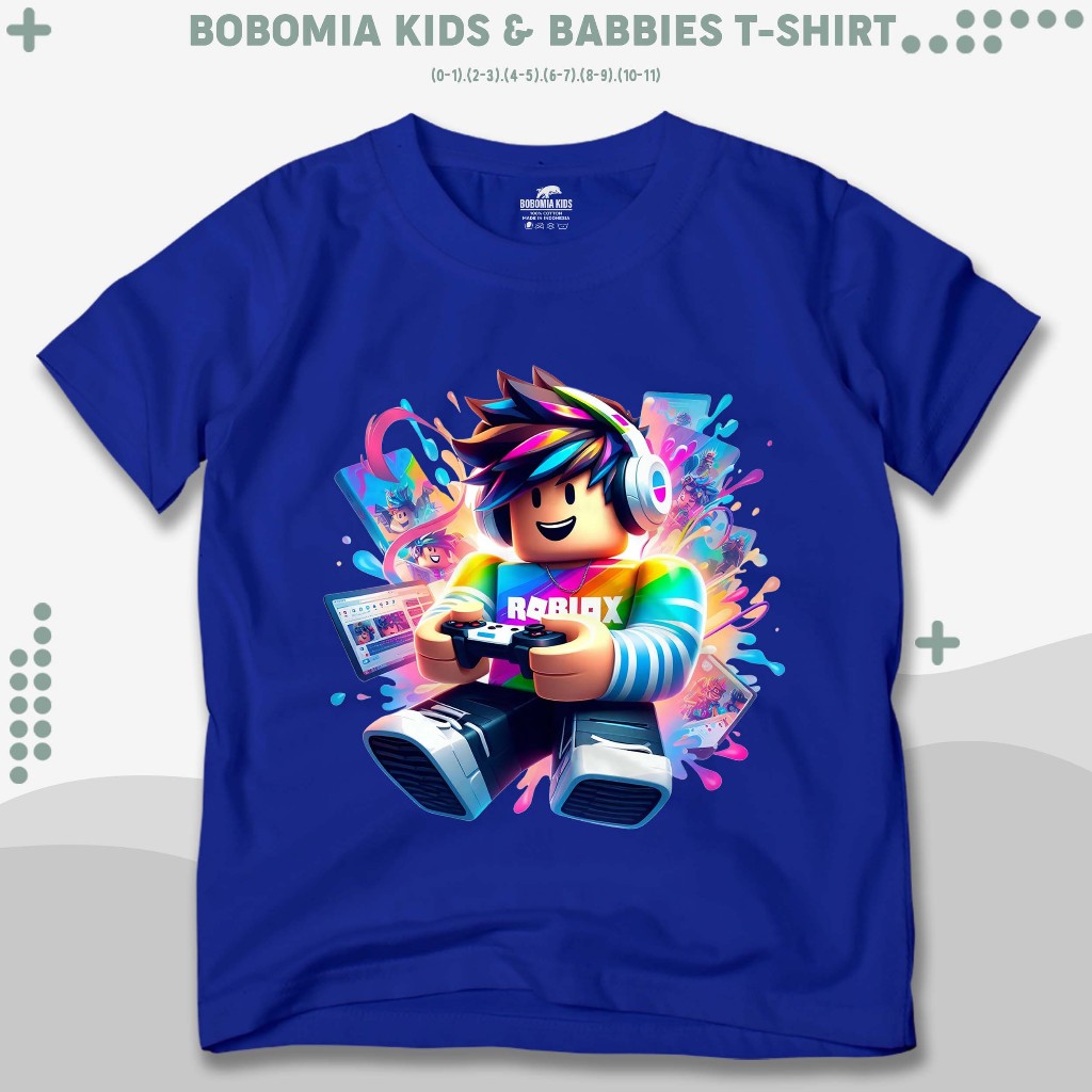 Bobmia Roblox Game Rainbow เสื้อยืดเด็ก I Distro เสื้อผ้าสําหรับเด็กทารกชายและหญิง (0-10 ปี) - เสื้อ