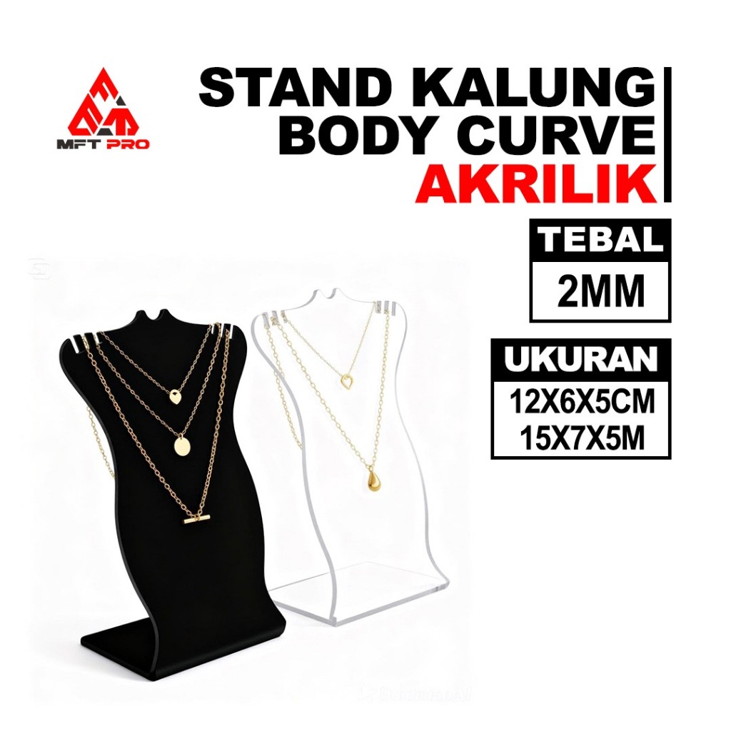 MFT Pro ขาตั้งสร้อยคออะคริลิค Curve - ขาตั้งแสดงสร้อยคอเครื่องประดับ - ที่วางขาตั้งสร้อยคอเครื่องประ
